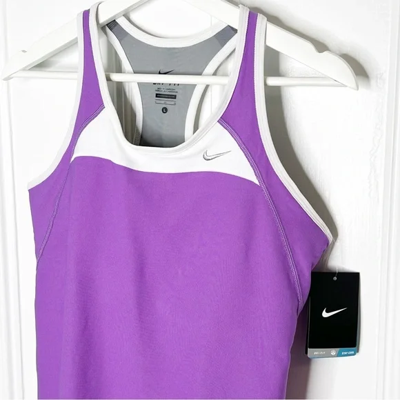 NWT Nike Purple Racerback Tank Top with Built in Bra Size Large Running - Picture 2 of 8